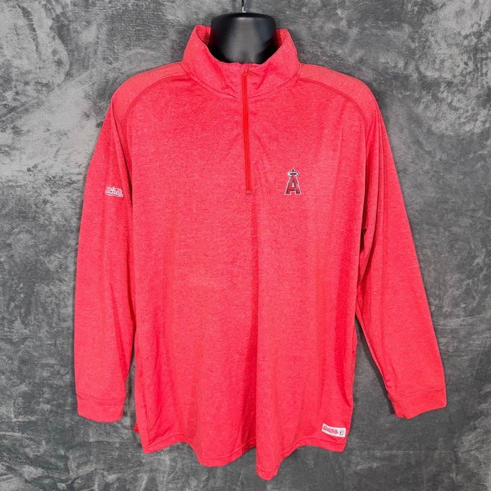 Los Angeles Angels Stitches Mens Quarter Zip Pullover‎ MLB Jacket Size XL Red